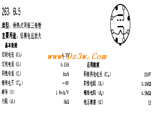 6L5a href=http://www.dz3w.com/info/tube/ target=_blank class=infotextkeya href=http://www.dz3w.com/component/tube/tubeindex.htm target=_blank class=infotextkey電子管/a參數/a