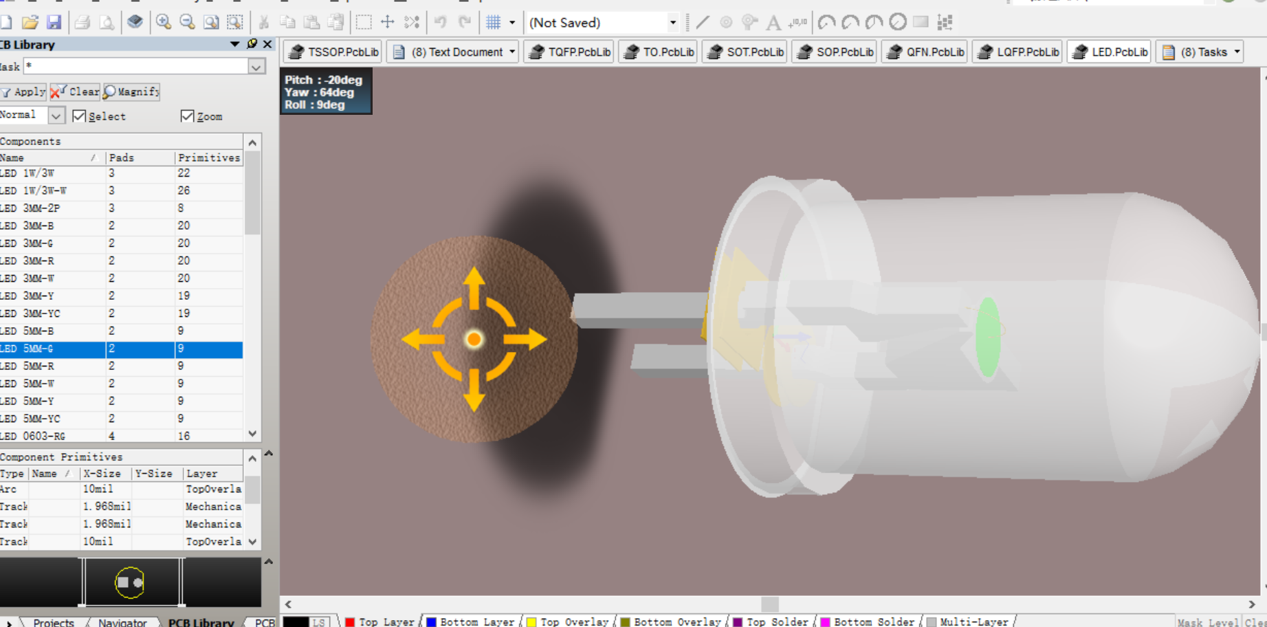 LED燈封裝Altium Designer AD PCB封裝庫2D3D元件庫文件