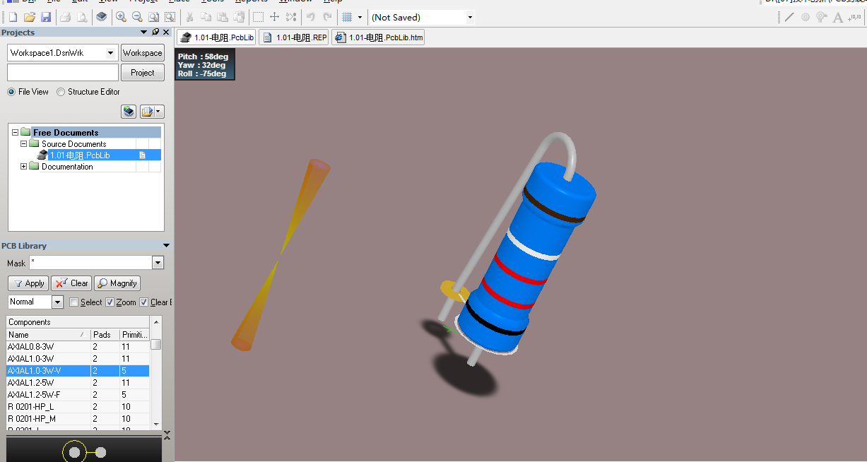 表貼插裝電阻功率電阻Altium封裝 AD封裝庫 2D+3D PCB封裝庫-19MB