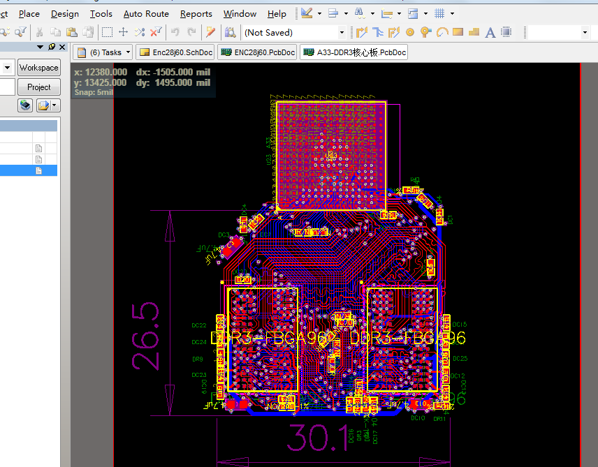 Altium AD設計 全志A33原廠核心板PCB  2片DDR3 4層設計