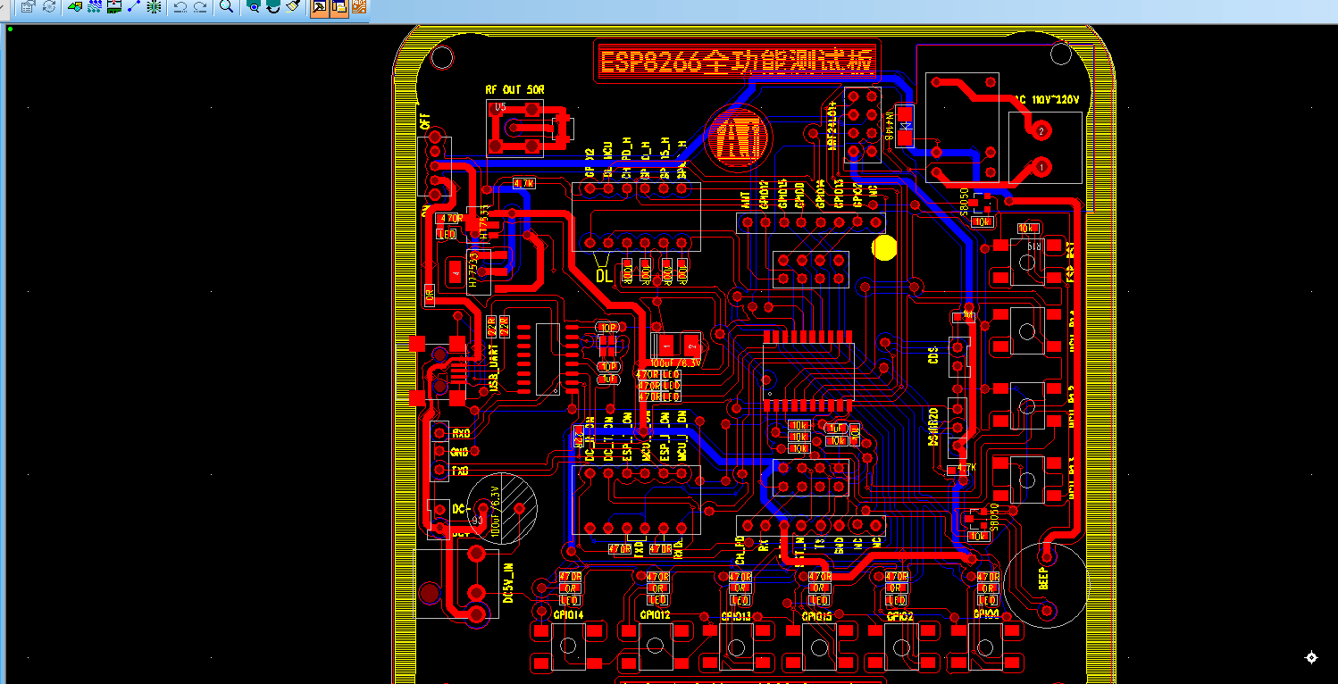 ESP8266 wifi全功能測試板PADS設計硬件原理圖+PCB文件 包括完整的原理圖和PCB設計