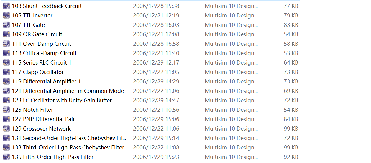 Multisim官方示例Multisim仿真例程基礎電路范例135例合集