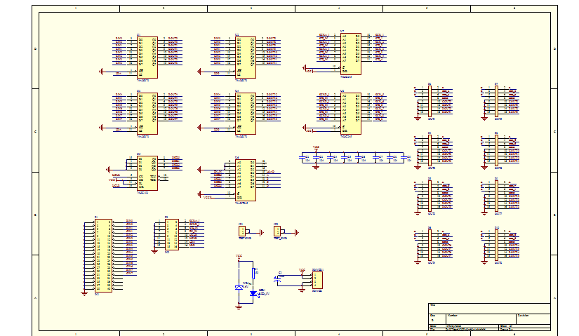74LS373 HUB接口板 PROTEL 99SE 原理圖+PCB+封裝庫(kù)文件
