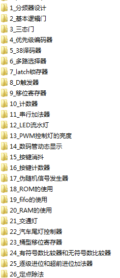 FPGA設計參考基礎案例 共31種