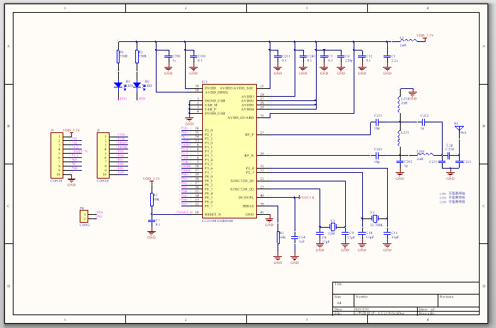 CC2530無線模塊電路（原理圖 PCB）AD版