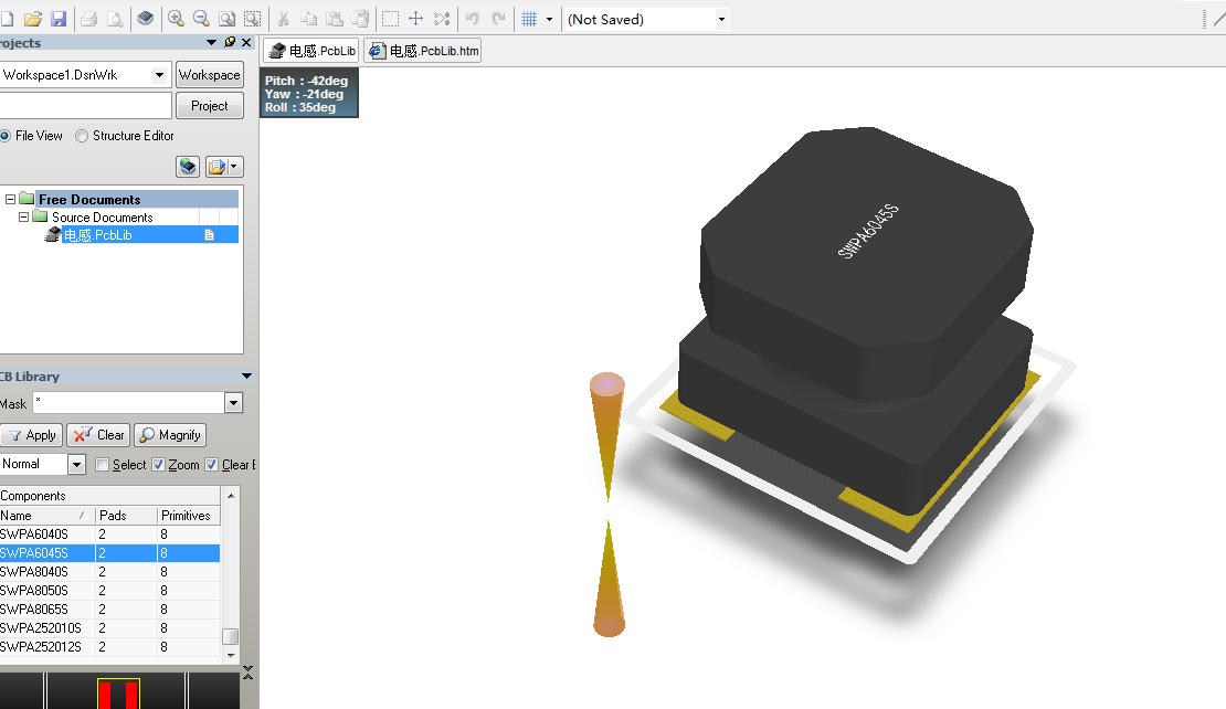 表貼電感 直插電感共模電感Altium封裝 AD封裝庫 2D+3D PCB封裝庫-25MB