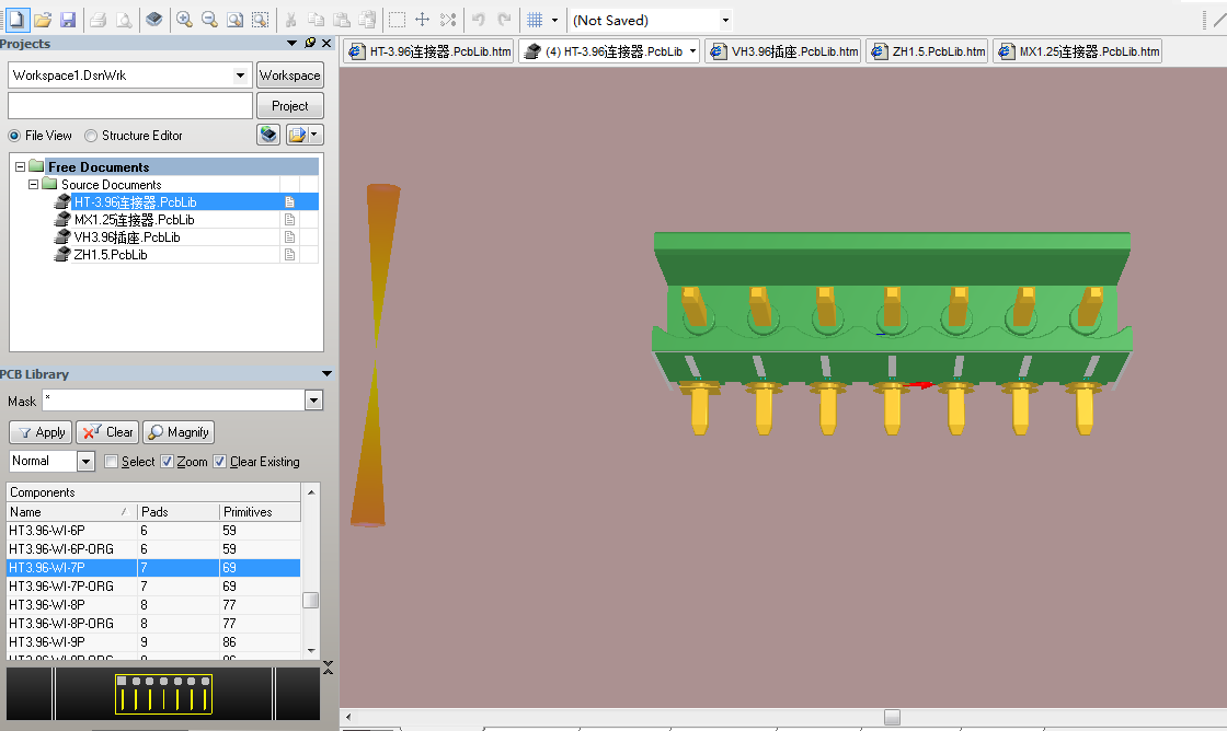 3.96連接器 插座 MX1.25連接器Altium封裝 AD封裝庫 2D+3D PCB封裝庫-25