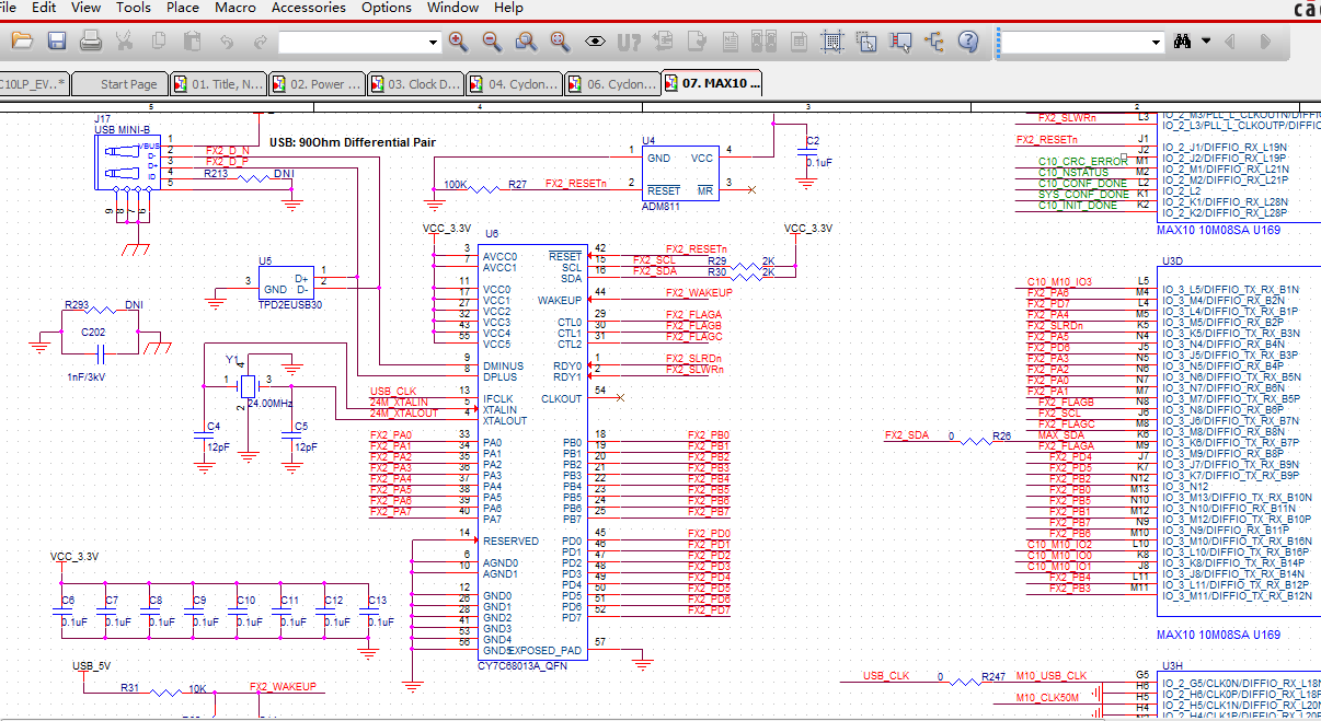 cyclone10lp_10cl025+MAX10 10M08 FPGA開發板硬件原理圖+PCB文件